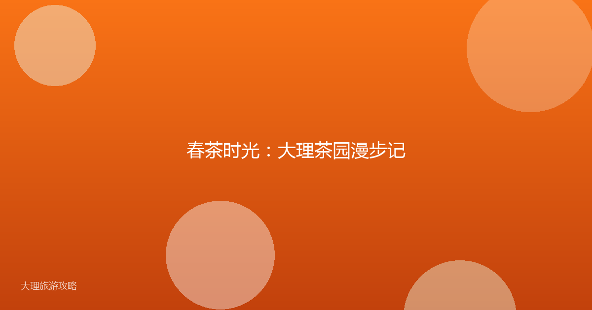 春茶时光:大理茶园漫步记